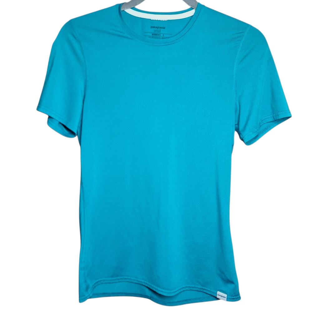 Patagonia Capilene 1 Silkweight Tee Womens teal blue Athleisure Outdoor training